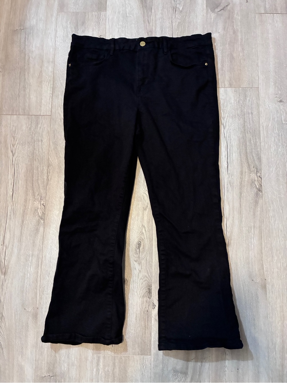 FRAME Le Crop Mini Boot Jeans Black Film Noir Size 33 Cropped Bootcut - Picture 4 of 12